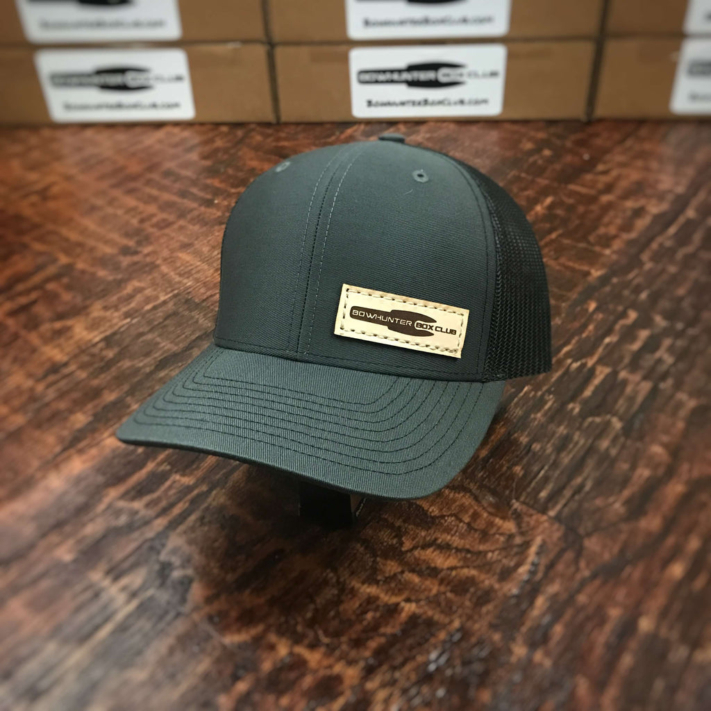 Leather Patch Hat - Charcoal/Black Adjustable