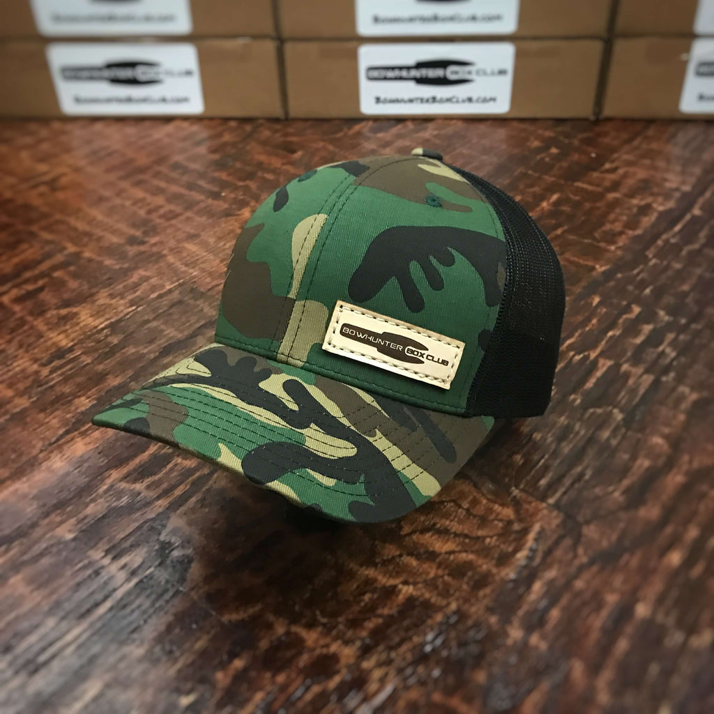 Leather Patch Hat - Camo/Black Adjustable